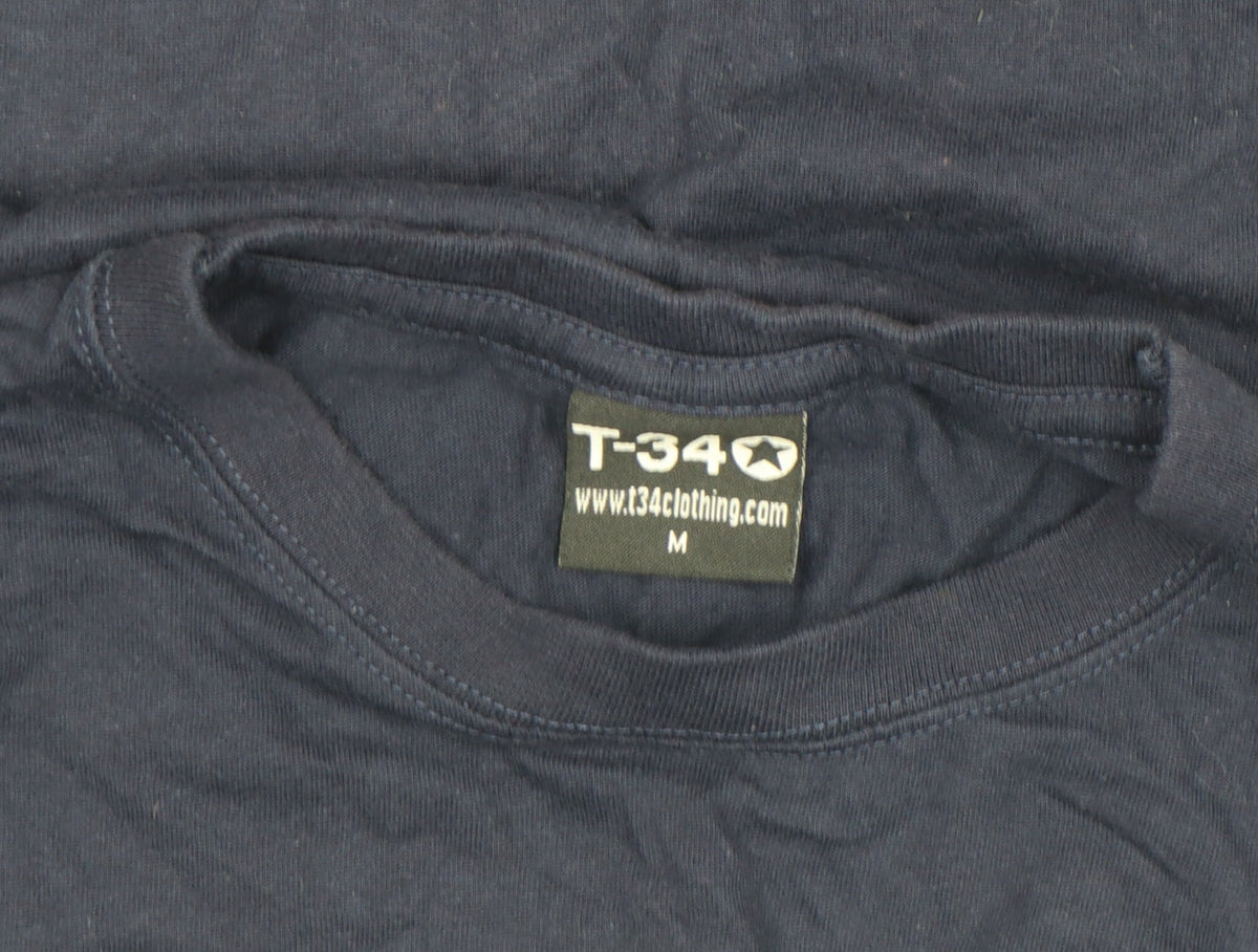 T-34 Unisex Blue Cycling Graphic Cotton T-Shirt M