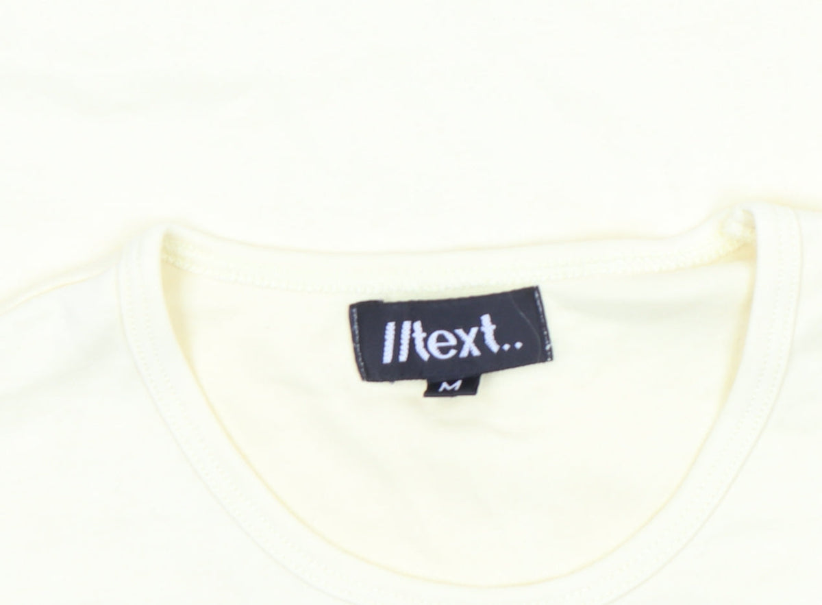 Next Womens Yellow Floral Cotton T-Shirt M Short Sleeve
