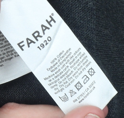 Farah 1920 Men’s Grey Cotton Long Sleeve Polo Jumper Size M