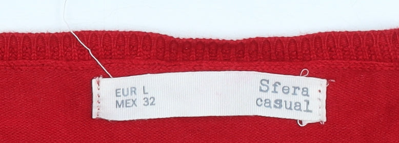 Sfera Womens Red Cotton Long Sleeve Scoop Neck Jumper Size 12