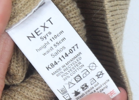 Next Boys Beige Knit Pullover Hoodie 5 Years Cotton Blend Long Sleeve