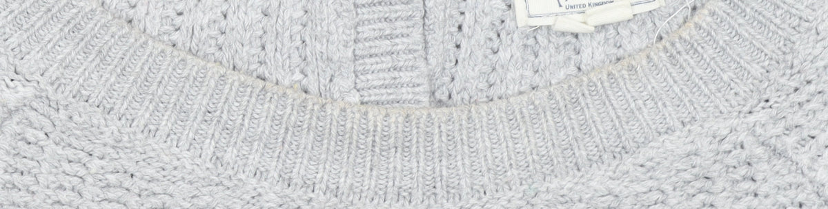 FatFace Womens Grey Cream Pullover Jumper UK 12 Acrylic Viscose Knit
