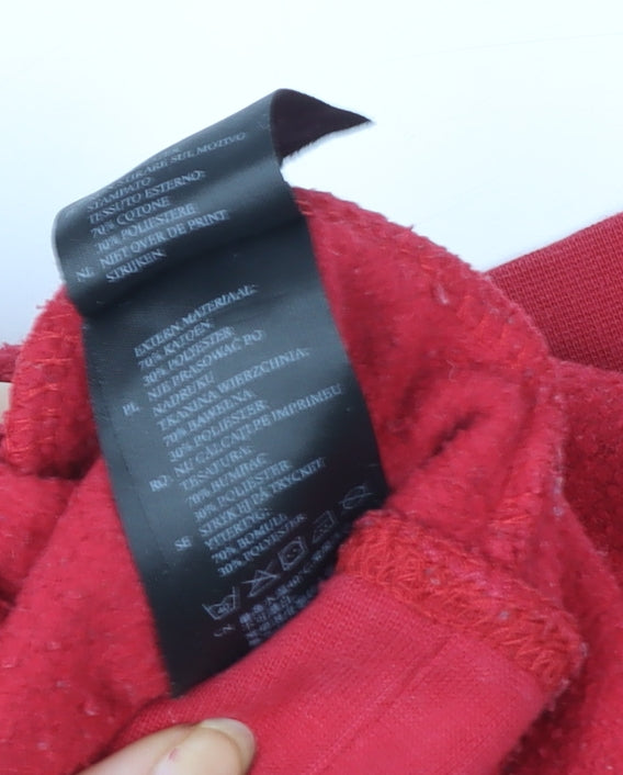 Monki Women Red Cotton Blend Crew Neck Christmas Sweatshirt Size 12