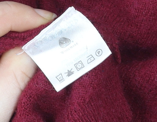 Woolovers Women Red XL V-Neck Merino Wool Pullover Jumper