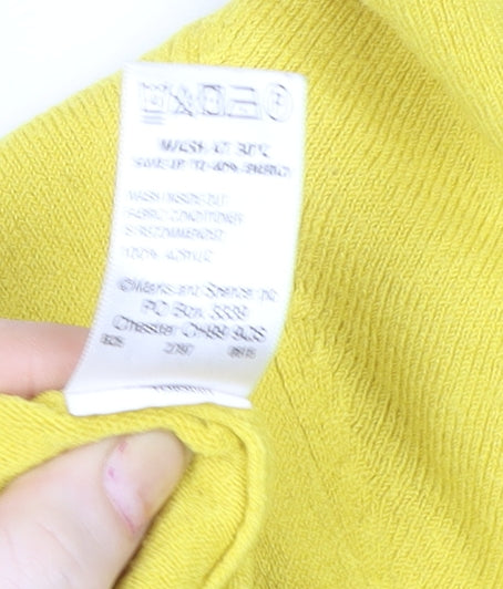 Marks and Spencer Women Yellow V-Neck Pullover Sweater UK 10
