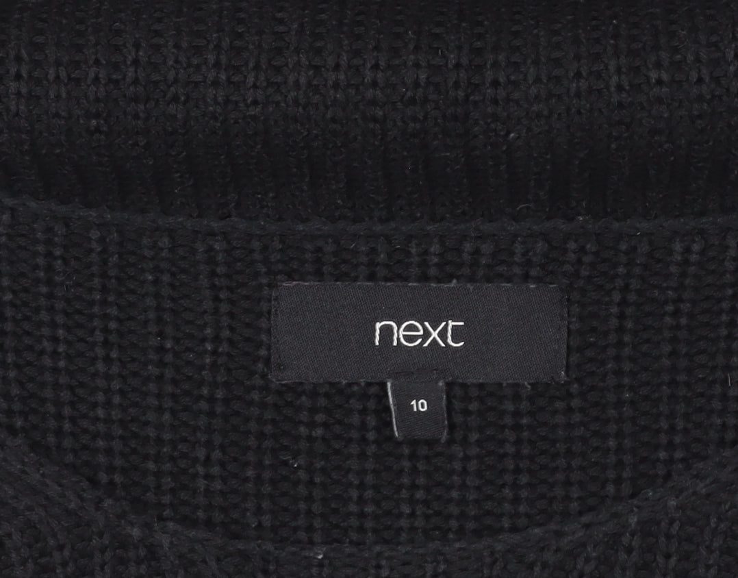 Next Womens Black Size 10 Knitted Pullover Sweatshirt with Zip Detail