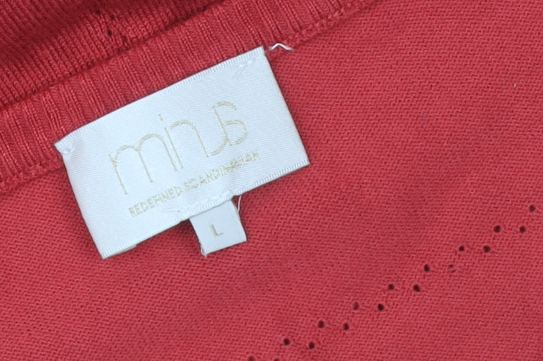 Minus Women Red Long Sleeve Button Cardigan L Knit Jumper