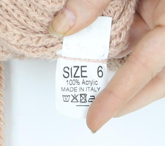 MISSPAP Women Beige Acrylic Knit Cropped Pullover Sweater Size 6