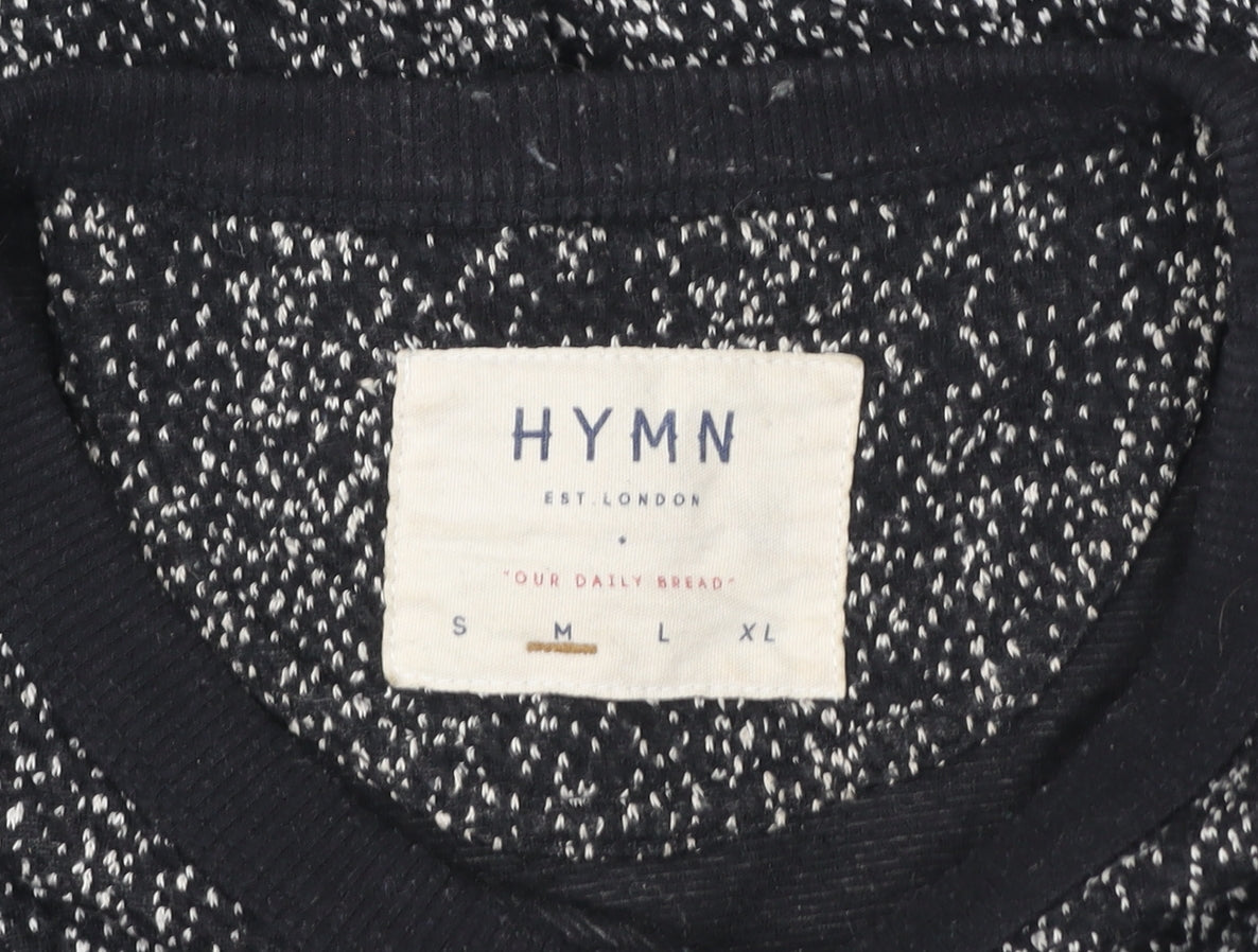 HYMN London Black & White Speckled Crew Neck Sweatshirt Size M