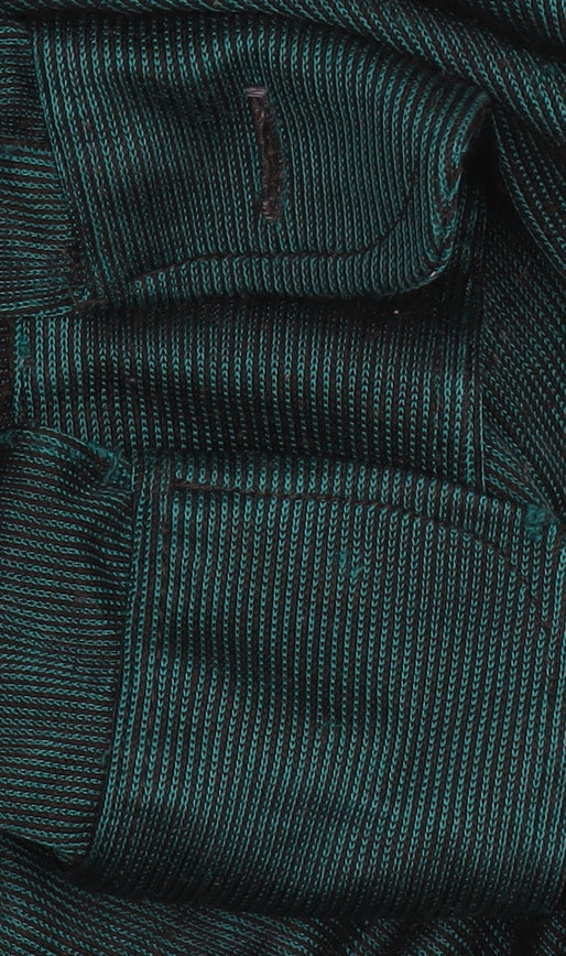 Nogaret Paris Men's Green Ribbed Long Sleeve High Neck Top Size M