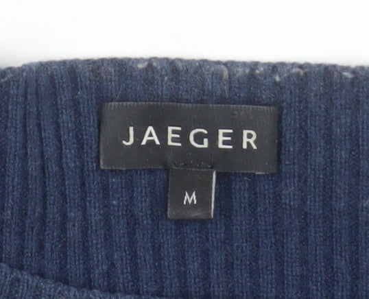 Jaeger Men’s Grey Striped Wool Crew Neck Jumper Size M