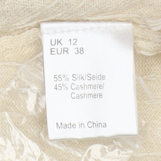 Wrap Women's Ivory Beaded Shrug UK 12 Silk Cashmere Knit