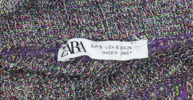 Zara Women’s Multicoloured Knit Sleeveless Roll Neck Belted Blouse Size S
