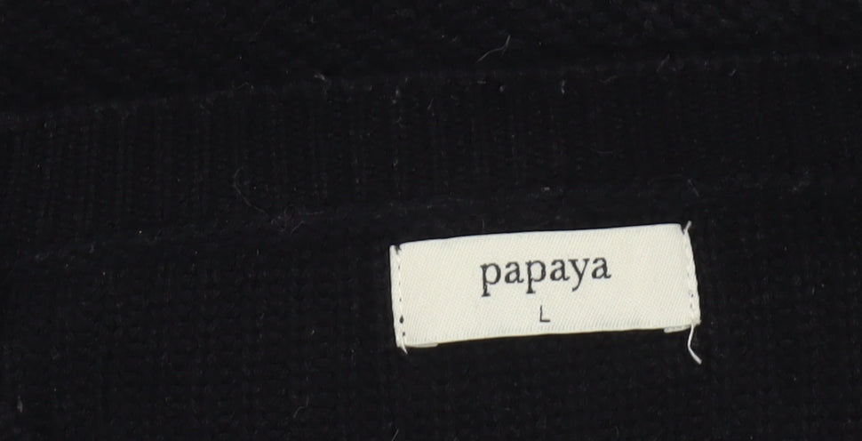 Papaya Womens Black Star Embroidered Knit Jumper L