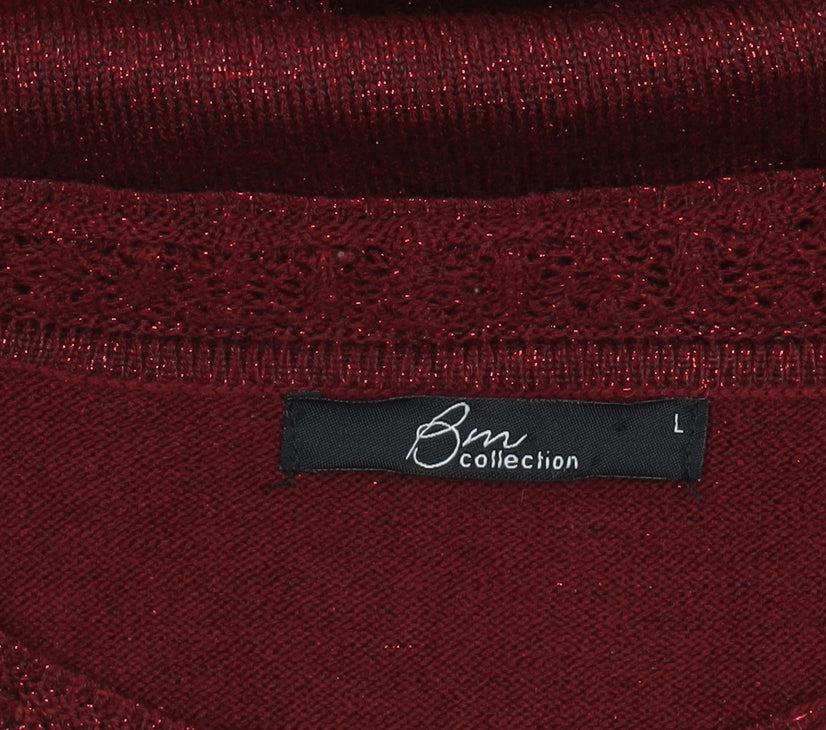 Bonmarché Women's Red Glitter Knit Pullover Jumper Size L