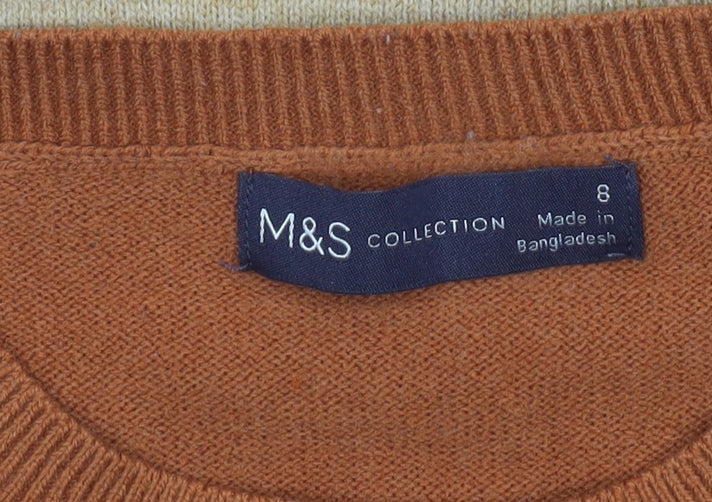 Marks & Spencer Women's Multicoloured Stripe Crew Neck Jumper Size 8