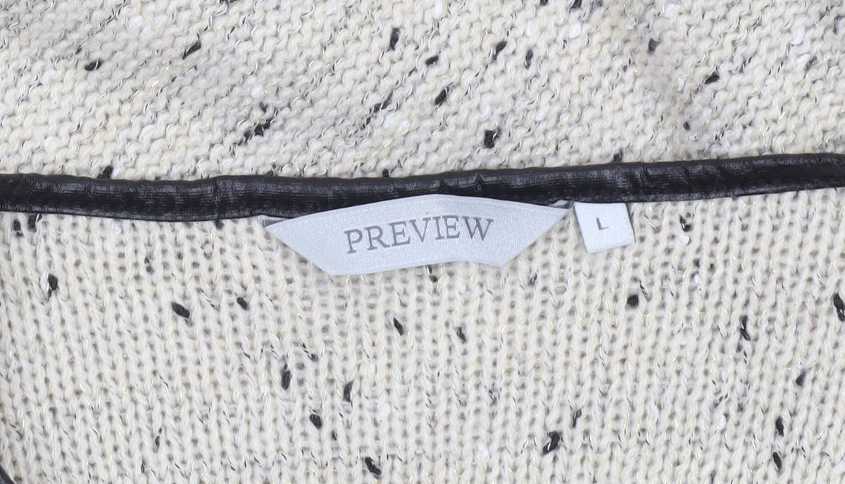 Preview Women’s Beige Knit Full Zip Cardigan L Classic Style