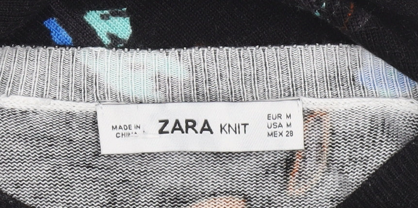 Zara Women’s Black Knit Viscose Short Sleeve Jumper Size 12