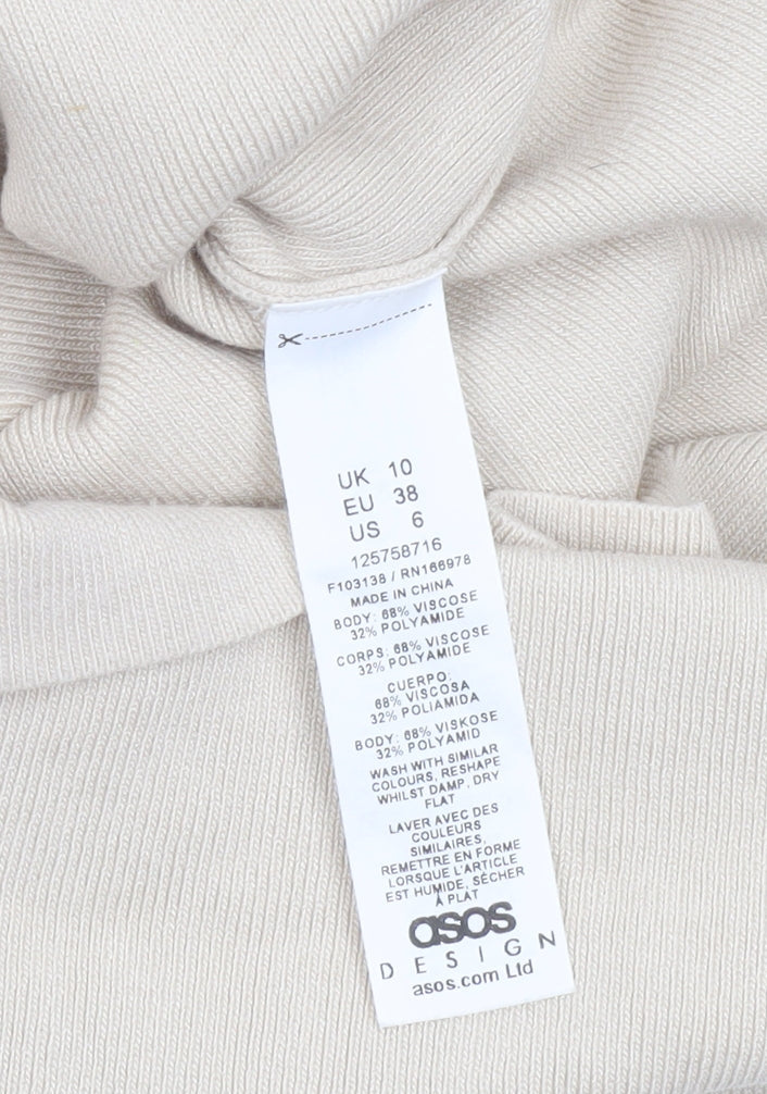 ASOS DESIGN Women’s Beige Midi Bodycon Sleeveless Knit Dress Size 10