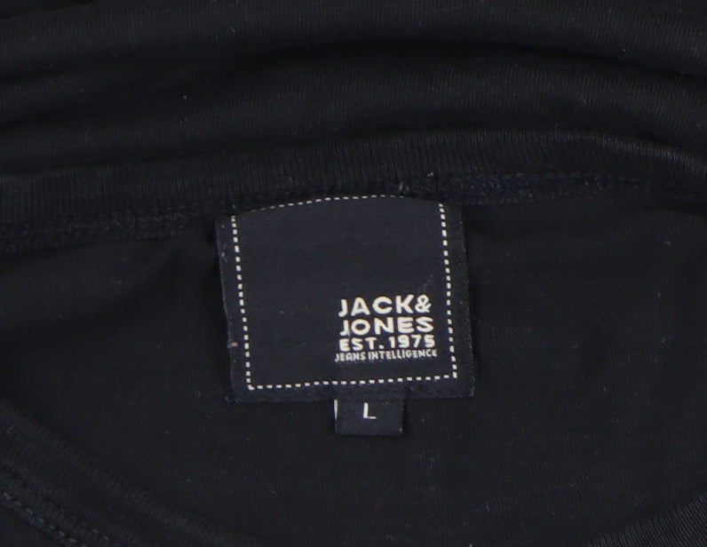 Jack & Jones Unisex Black L Basic Cotton Crew Neck T-Shirt