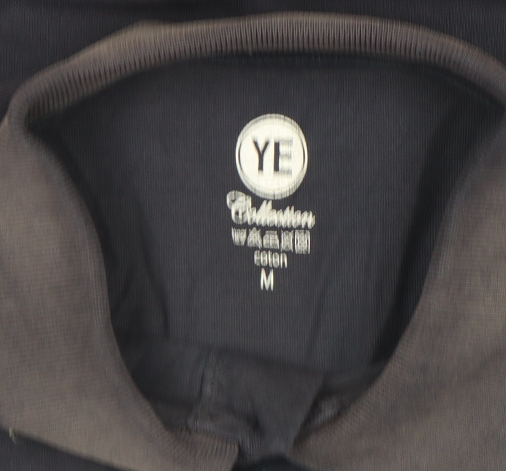 YE Collection Men's Black Cotton Polo Shirt M Regular Fit