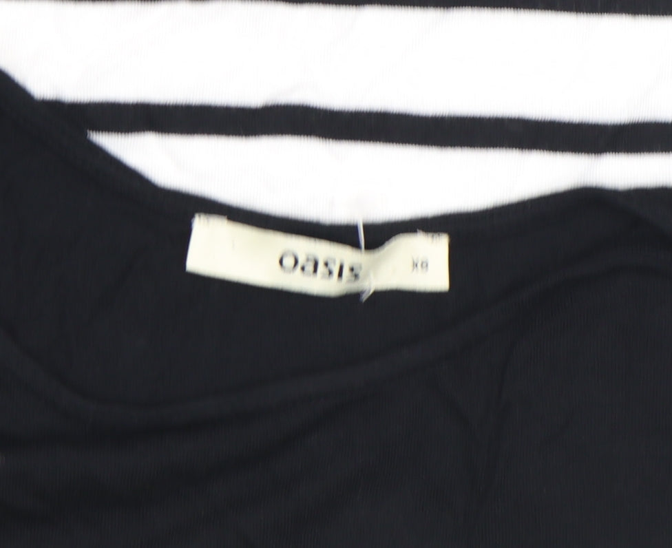 Oasis Women’s Black Stripe Crew Neck Sleeveless T-Shirt XS