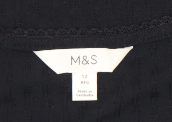 Marks & Spencer Women’s Black Short Sleeve Jersey T-Shirt Size 12