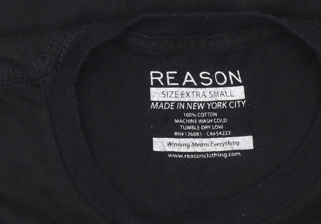 Reason Women’s Black XS Graphic Cotton T-Shirt Crew Neck