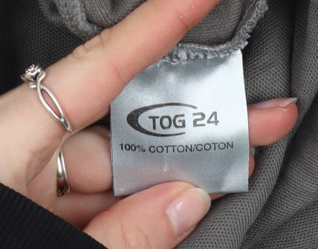 TOG24 Men's Grey XL Colourblock Cotton Polo Shirt