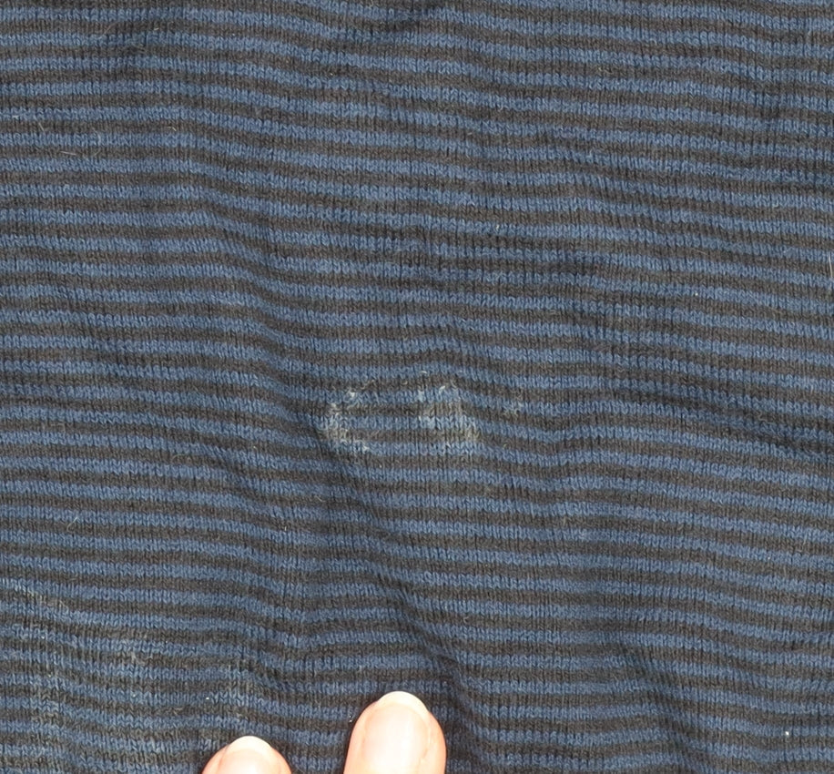Zara Man Blue Striped Cotton V-Neck Jumper XL Regular Fit