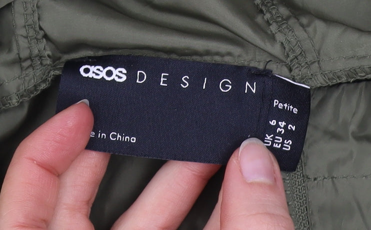 ASOS DESIGN Women’s Petite Green Hooded Anorak Jacket Size 6