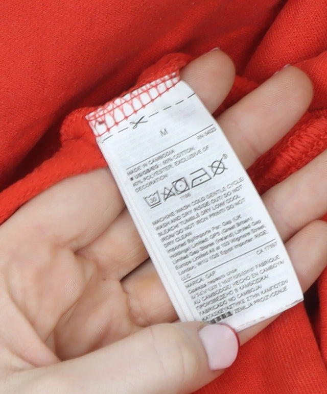 Gap Womens Red Cotton Logo Pullover Sweatshirt Size M
