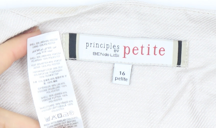 Principles by Ben de Lisi Petite Beige Linen Blend Suit Jacket Size 16