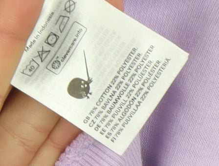 Monki Women Lilac Hoodie Medium Cotton Blend Drawstring Pullover