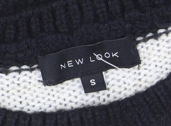 New Look Women's Black Ivory Striped Knit Jumper Size S