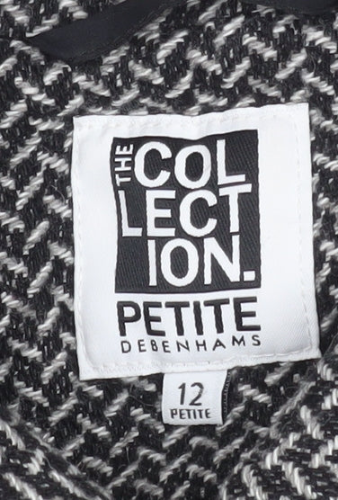 Debenhams Women Grey Wool Blend Tweed Overcoat Size 12 Petite