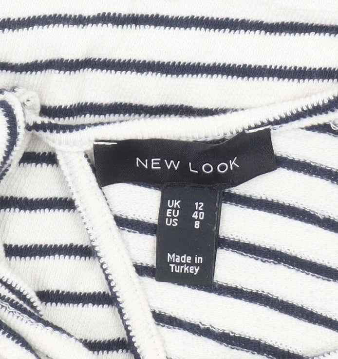 New Look Womens White Striped T-Shirt Dress Size 12