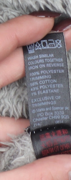 Marks & Spencer Womens Grey Fleece Pyjama Top Size 16 Winter Loungewear