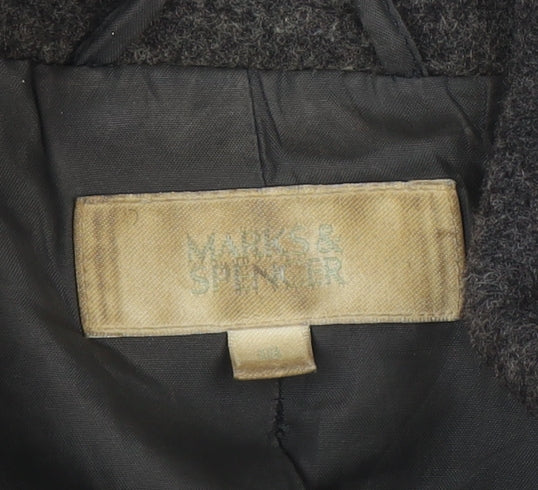 Marks & Spencer Womens Grey Wool Blend Long Coat Size S