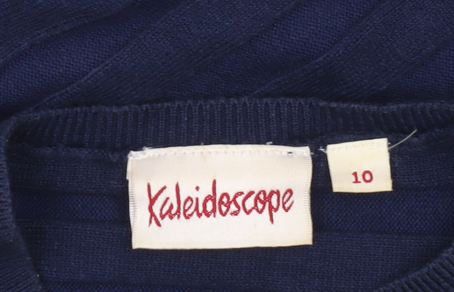 Kaleidoscope Women's Blue Cotton Blend 3/4 Sleeve Pullover Jumper Size 10
