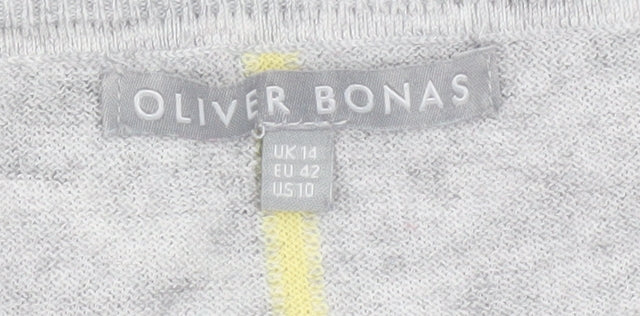 Oliver Bonas Womens Grey Crew Neck Long Sleeve Pullover Jumper Size 14