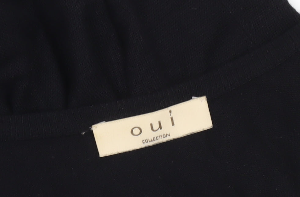 Oui Women’s Black Short Sleeve Ruffle Hem Tunic Jumper Size 14