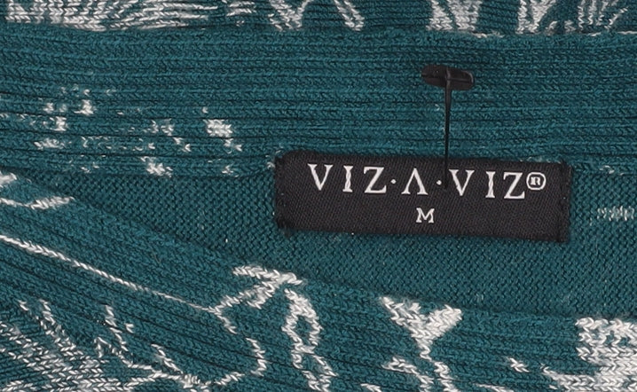 VIZ-A-VIZ Women's Green Floral Knit Pullover Jumper Size M