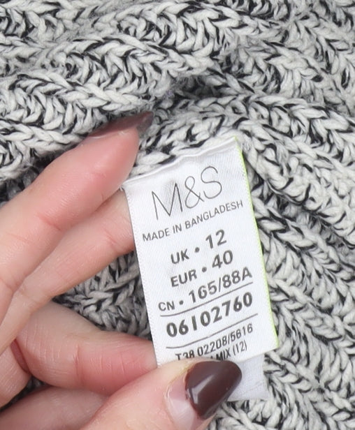 Marks & Spencer Womens Grey Chunky Knit Open Cardigan Size 12