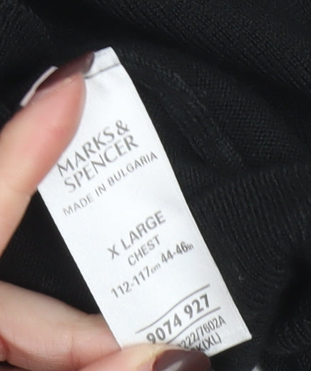 Marks & Spencer Men’s Black V-Neck Jumper XL Acrylic Knit