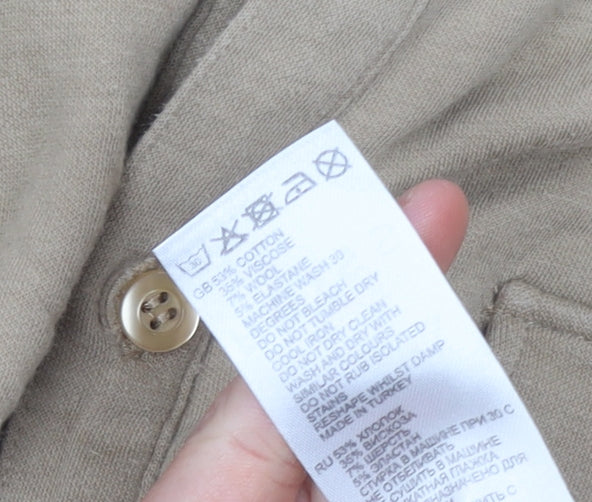 Reiss Women’s Beige Collared Long Sleeve Button-Up Shirt Size M