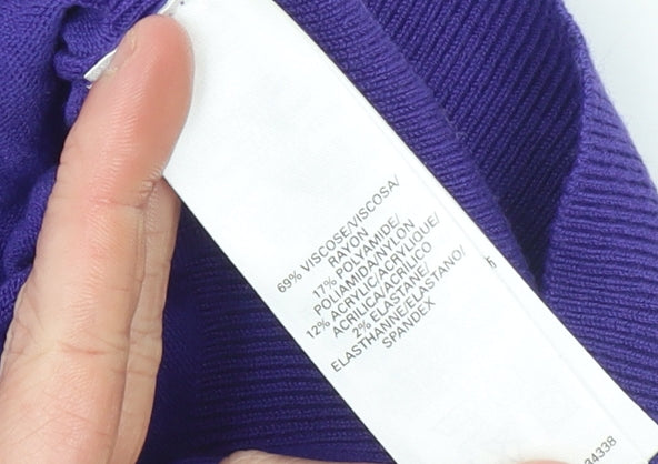 French Connection Women's Purple XS Button Back Knit Cardigan