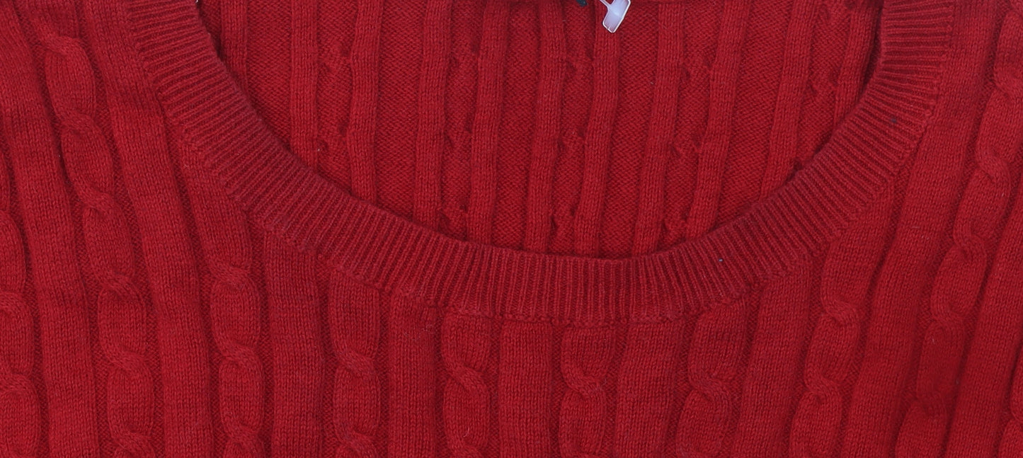 Talbots Women’s Red Cable-Knit Crew Neck Jumper 2XL Petite