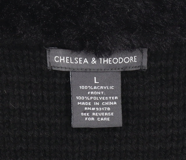 Chelsea & Theodore Women's Black Faux Fur Trim Acrylic Waistcoat L