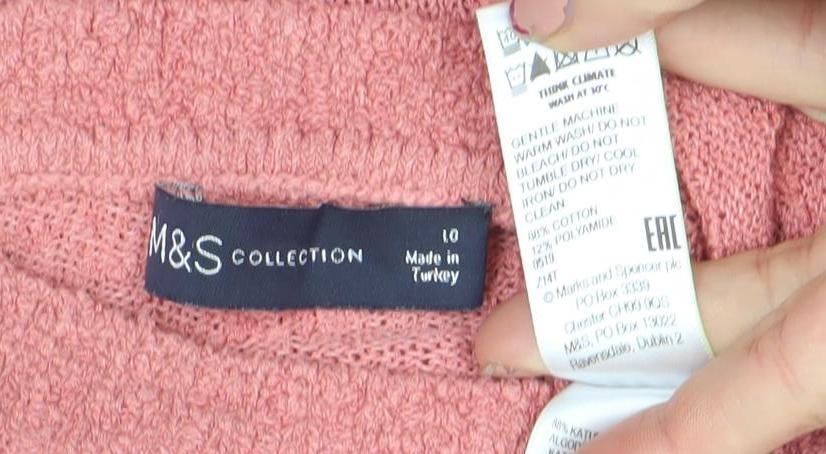Marks & Spencer Women’s Pink Mock Neck 3/4 Sleeve Knit Jumper Size 10